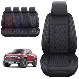 Tomatoman F-150 Front Seat Covers Fits for 2009-2023 2024 2025 Ford F150 2017-2025 F250 F350 F450 Car Supercrew Super Duty Limited Powerboost SVT King Ranch Pickup Waterproof(2PCS Front/Black)