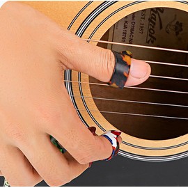 10 Pcs Finger Guitar Picks Set, Including 8 pcs Finger Picks and 2pcs Thumb Picks, Adjustable Bass Guitar Accessories for Guitar Banjos