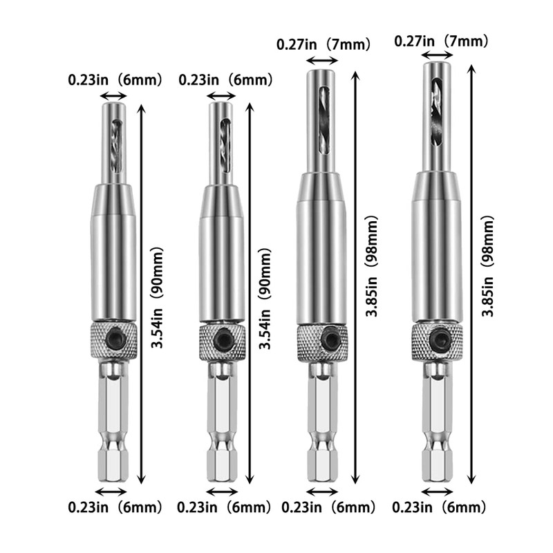 4 Pcs HSS Self Centering Hinge Drill Bits Set, 4