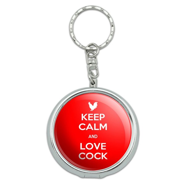 Portable Travel Size Pocket Purse Ashtray Keychain Keep Calm and H-O - Love Cock Rooster