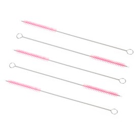 PATIKIL 8"x5/16" Long Straw Brush, 5Pcs Drinking Straw Cleaning Brush Nylon Pipe Tube Cleaner Brush for Cleaning Straws Pot Spout, Pink