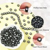 DanLingJewelry 200pcs Black Acrylic White Heart Beads Flat Round Beads