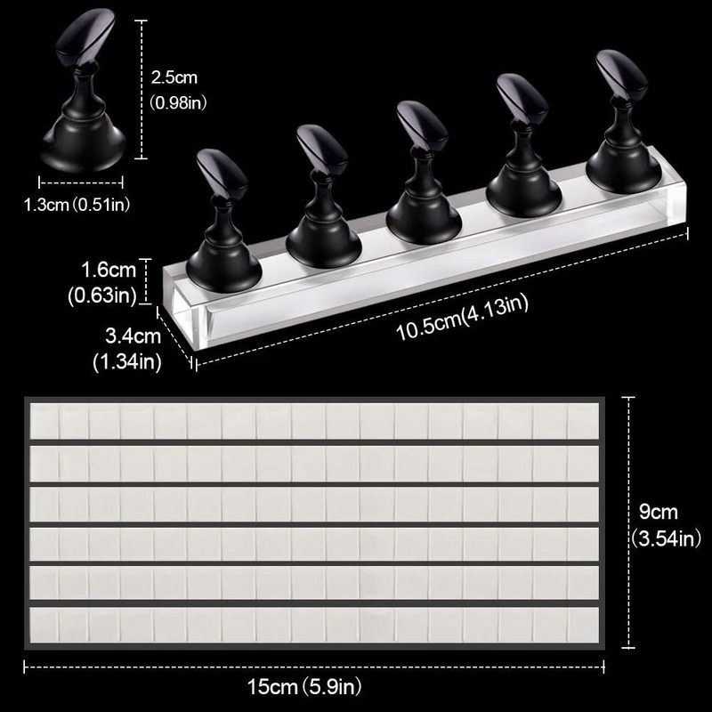 2 Sets Acrylic Nail Art Holder Practice Display Stand with
