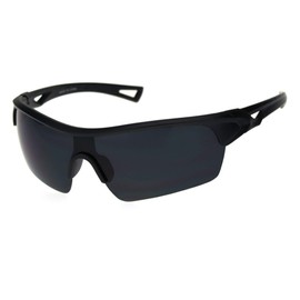 All Black Mens Sport Half Rim Plastic Sunglasses Shiny Black