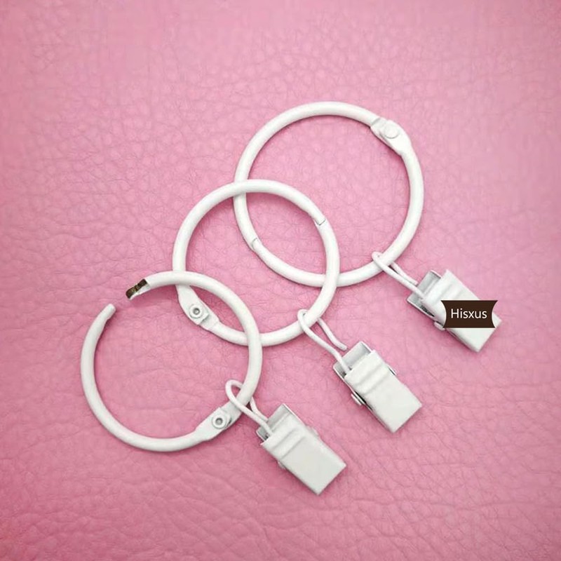 Openable Curtain Clips with Rings White 2Inch, Strong Metal Decorative