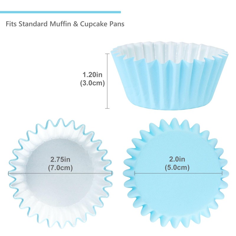 Caperci Grease-Resistant Standard Blue Cupcake Liners 150 Counts - Heavy