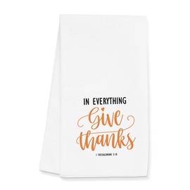Thanksgiving Towels Gifts for Women Men, Christian Give Thanks Towels for Kitchen Bathroom Decor (16x24 inches)