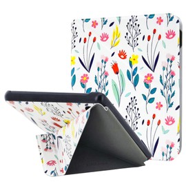 DMLuna Case for Tolino Vision Colour 2024, Kobo Libra Colour (2024) - Protective Case with Auto Sleep/Wake, Origami 2-Way Stand, PU Leather, Precise Fit and Shock Resistance - Flower