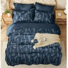 MUXHOMO Navy Blue King Comforter Set, Elegant Floral Print Bed