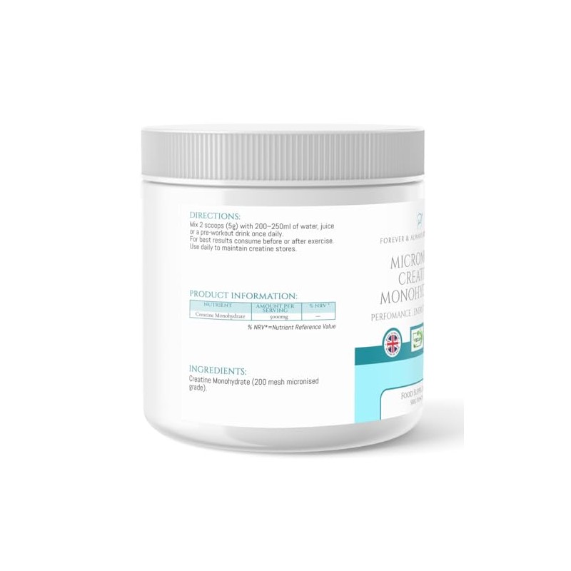 Micronised Creatine Monohydrate Powder (200 Mesh) 500g - 100 Servings