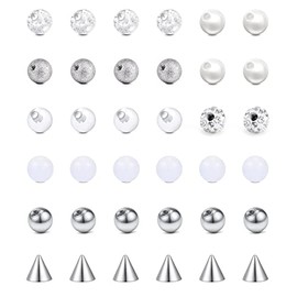 incaton Piercing Balls 1.2/1.6mm Stainless Steel 14/16G Replacement Balls Set 3/4/5/8mm for Belly Nipple Tongue Lip Septum Spare Balls