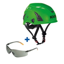 KASK Superplasma AQ Industrial Protection and Climbing Helmet (Green) | Includes Safety Goggles (Black)