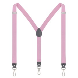 Ausukler Braces for Men and Women Extra Strong 2.5 cm with Carabiner Hook Elastic Strap for Jeans, pink
