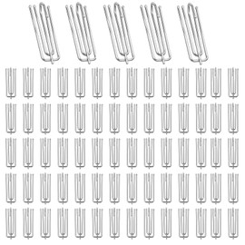 CafullCon 75Pcs Metal Curtain Hooks, Silver Stainless Steel Pinch Pleat Curtain Hooks, Header Tape Pins Prong Heavy Duty Metal Pleat Hooks for Living Room, Bedroom, Bathroom, Doors