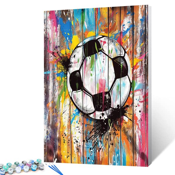 Football Graffiti Art Paint by Bumbers for Adults Colorful Wooden