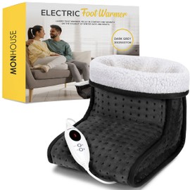 MONHOUSE Electric Foot Warmer - Cold Foot Warmer for Home Use and Under Desk Office - Soft and Breathable Heating Pad - Relaxing Comfort Warm Therapy - Heated -D. Grey
