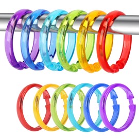 Premium Plastic Shower Curtain Rings Shower Curtain Hooks Gliding on Standard Shower Rods Easy Snap Closure (O Shape,Clear Crystal Rainbow,24Pcs)