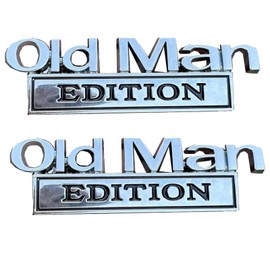 Old Man Edition Car Emblem, 2PC Old Man Edition Emblem, 3D Metal Emblem Fender Rear Tailgate Bumper Badge Nameplate Sticker Decal for Car Truck