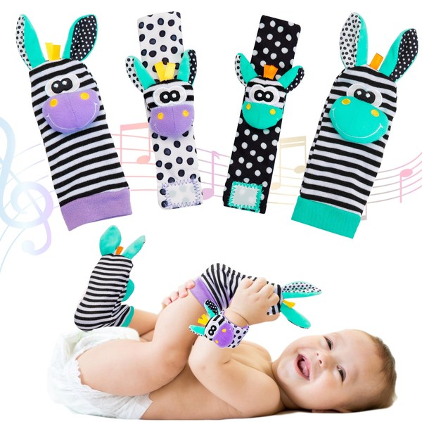 Baby Toys 0-6 Months: Baby Wrist and Ankle Rattles Foot Finder Rattle Sock, Hand and Feet Rattles for Babies Sensory Toys Arm Wristband Rattle Strap Toy for 0-12 Months Infant Boys Girls Gift