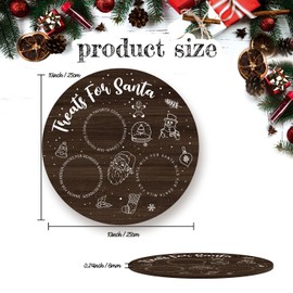 Treats for Santa Cookie Plate, Round Christmas Tray for Snacks, Milk, and Carrots, Cute Santa Treat Platter for Xmas Eve, Christmas Decoration, Round Wooden Christmas Tray-SDTP05