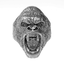 Gorilla Ring for Men, Angry Orangutan Ring Big Monkey Ring, Hip Hop Biker Men's Fashion Domineering Punk Ring, Vint- Animal Ring Jewelry - Men (7)