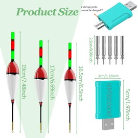 DONGZQAN Set of 3 LED Floats Fishing with Bite Alarm, Light Floats LED Fishing Floats, Fishing Accessories Set, Bite Alarm Fishing, Swimmer Fishing, Fishing Float Set with Gravity Sensing and Metal