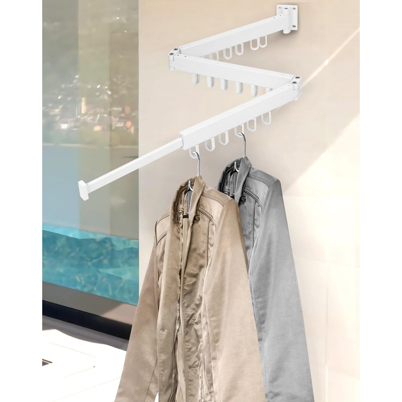 QWORK® Wall-Mounted Clothes Rack 120 cm Foldable Clothes Dryer Wall