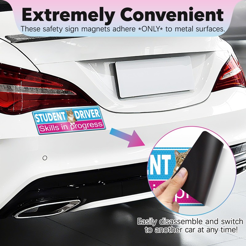 3 Pcs Student Driver Magnet for Car, HOLENGS Removable Reflective