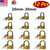 12 Pcs Small Metal Padlock 20mm-30mm Mini Brass Lock With