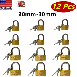 12 Pcs Small Metal Padlock 20mm-30mm Mini Brass Lock With Different Keys