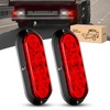 GOOACC 6Inch Oval Tail Light 2PCS Red 10LED Brake Stop