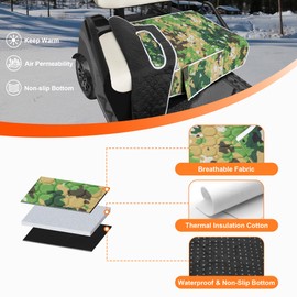 PGmoon Golf Cart Seat Covers, Golf Cart Seat Blanket with Pockets & Non-Slip Bottom for Most Golf Carts Fits for EZGO, Yamaha, Club Car and More(Patent Design)