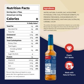 Torani Sugar Free Coffee Syrup, Salted Caramel Flavored Syrup for Drinks, Zero Calorie, Pump Included, 25.4 Fl Oz