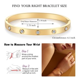 FOLOOTY Friendship Bracelet Love Bangle for Women 18K Gold Plated Titanium Steel Cuff Bangle Trendy Simple Jewelry Gift, 7.5', Titanium, 18k gold plated