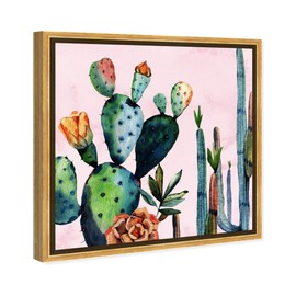 The Oliver Gal Artist Co. Floral Framed Wall Art Canvas Prints 'Watercolor Succulents' Botanicals Home Décor, 30" x 30", Green, Pink
