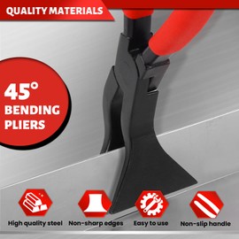 LPZMPZ Folding Pliers 45 Degree Folding Pliers Sheet Metal Pliers Wide 60 mm Sheet Metal Bending Pliers Bending Pliers with Non-Slip Handle Roofing Tool for Bending and Smoothing Sheets (Red 45°)