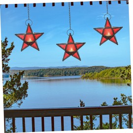 Levemolo Stained Glass Wind Lamp Iron Craft Glass Star Shaped Candleholder Heat Wear Resistant for Home Decor