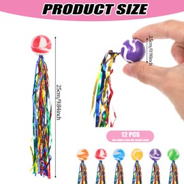 JIYIN Pack of 12 Bouncy Balls for Children, Springball with Coloured Ribbons, Bouncy Ball, Children's Birthday Gift, Bounce Ball for Party Bags, Children's Birthday Party Bags