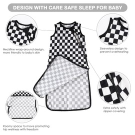 Rayon Made from Bamboo Sleep Sack for Babies 12-18 Months 0.5 Tog Soft Breathable Sleep Sack 2-Way Zipper Baby Wearable Blanket Checkered Pattern