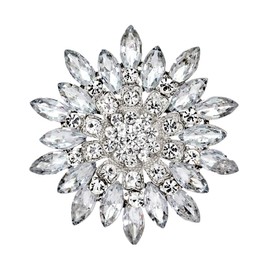 Wedding Brooches Bridal Big Crystal Rhinestone Bouquet Brooch Pin for Women, White 2
