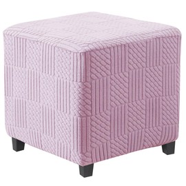 Bifaun Vogel Ottoman Square Stretch Foot Stool Slipcovers Square Foot Rest Covers Protector with Elastic Band Washable Storage Ottoman Cover S Light Pink