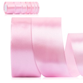 Foshird Satin Ribbon Pink 40 mm x 22 m Gift Ribbon Wide Ribbon Wedding Polyester Ribbons for Crafts Decorative Ribbon for Gift Packaging Birthday DIY