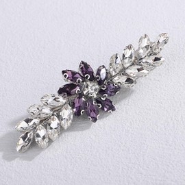 Teyglen Sparkly Purple Rhinestone Hair Clips with Flower Crystal Bride Wedding Hair Barrettes Small Silver Crystal Hairpins Docorative Hair Jewelry for Women Wedding Party Prom (Silver-purple)