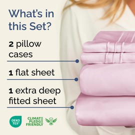 CGK Unlimited Extra Deep Twin Sheet Set - 4 Piece Breathable & Cooling Sheets - Hotel Luxury Bedding Set with 18-24 Inch Extra Deep Pockets - Easy Fit - Super Soft, Wrinkle Free and Comfy - Light Pink, Twin Size