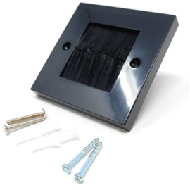 1pcs. Single Gang Brush Wall Outlet Cable Entry Plate, Tidy Mount Faceplate, Black (Screws Included)