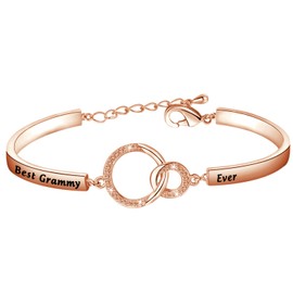 BEKECH Grandma Bracelet Best Grandma Ever Infinity Double Circles Bracelet Family Jewelry Gift for Grandma Granny Gifts from Grandchildren Nana Gift, 9 inch, Copper, /na