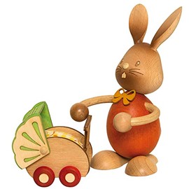 Drechslerei Kuhnert Snubby Bunny with Pram - 12 cm / 4.7 inch