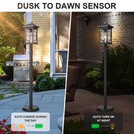 Starcurin 42.5 Inch Post Lights Solar Powered with Remote Control, Cordless Solar Floor Lamp Waterproof LED Portable Pathway Light Fixtures Dusk to Dawn Pole Lighting for Garden, Path, Yard, Patio