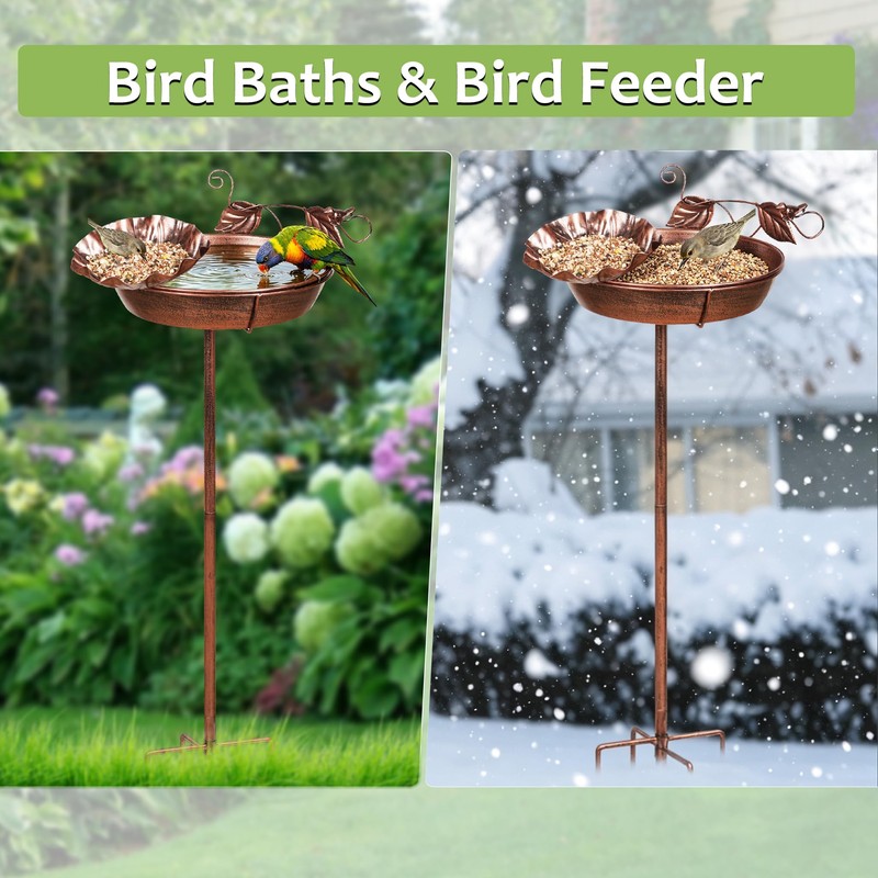 Echaprey Metal Bird Bath Outdoor Removable Bowl Heavy Duty Rustproof