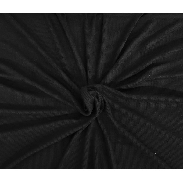 Koshtex Black Modal Spandex 2x1 Rib Knit Fabric by The